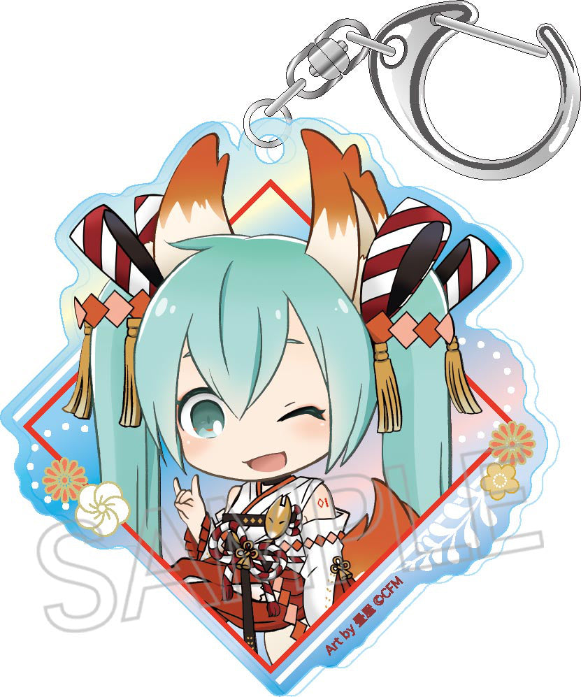 Hatsune Miku: Hyakki Yagyo Aurora Acrylic Keychain Fox spirit (Plum)