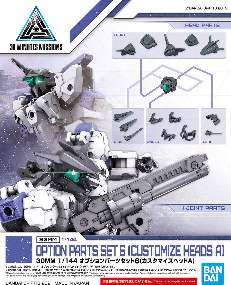 Bandai 30 Minute Missions W-14 Option Parts Set 6 (Customize Heads A), Package Front