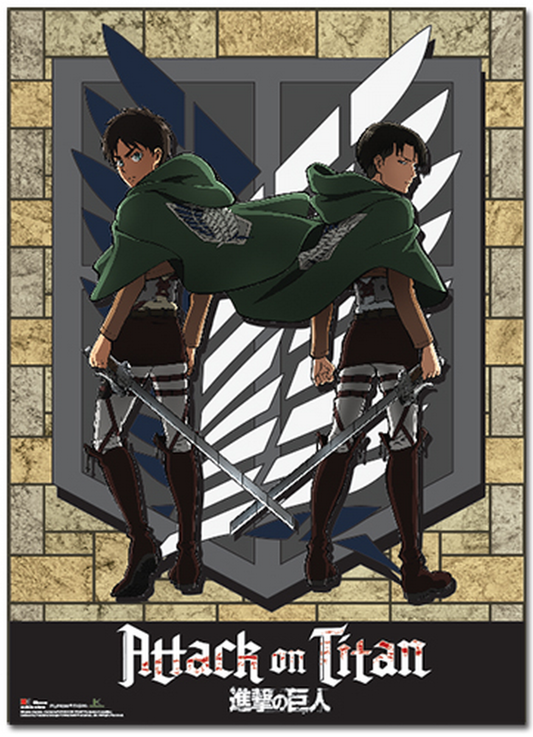 Attack On Titan Eren Yeager And Levi Ackerman Wall Scroll 31" x 43"